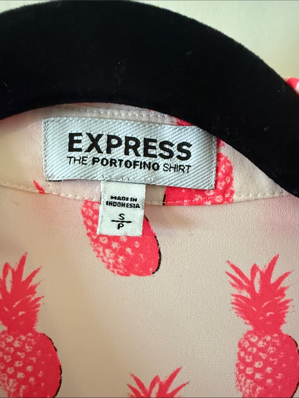 Express Sheer Pineapple Print Blouse - Hot Pink on White - Picture 3 of 6